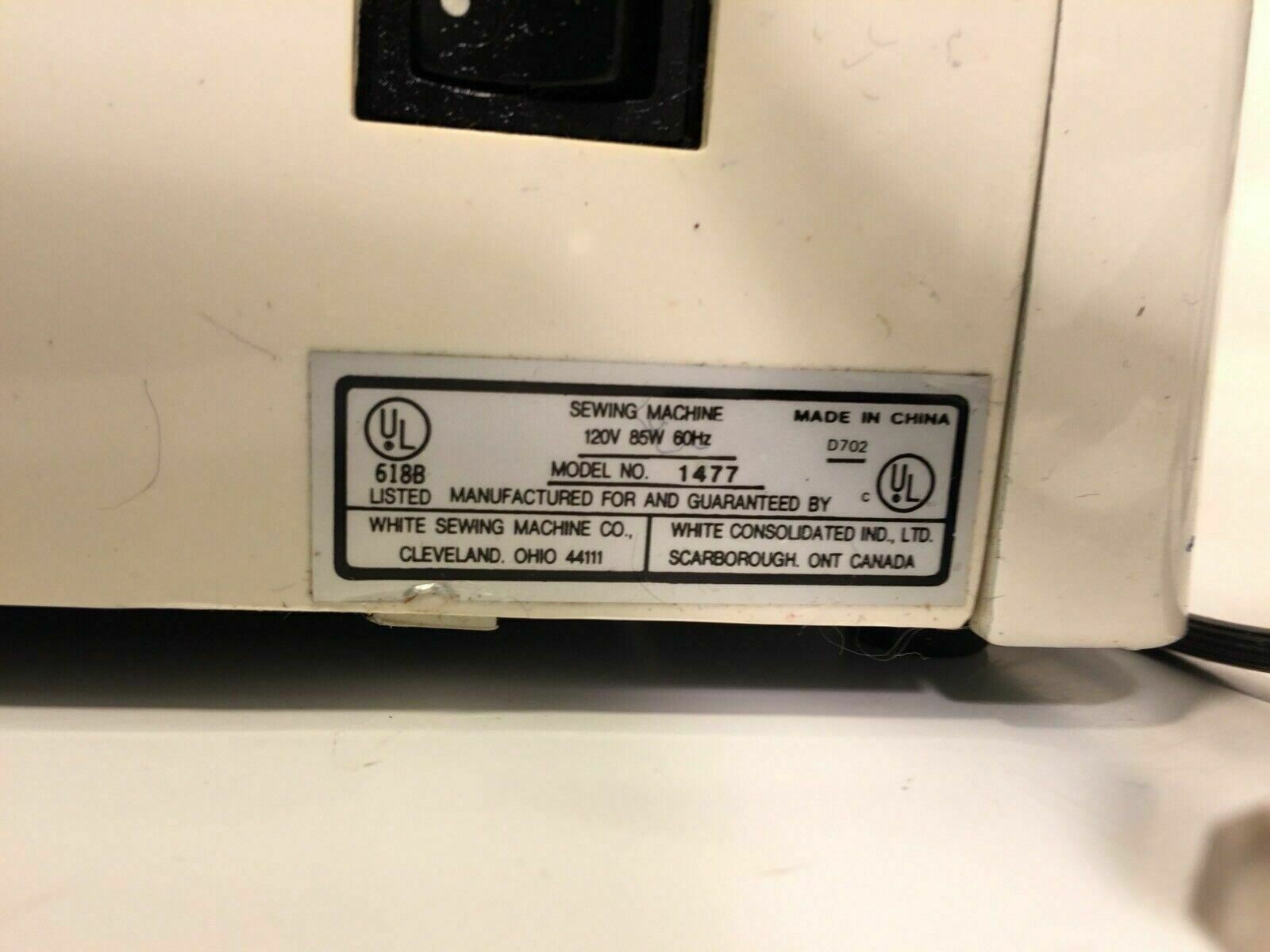 White Company Sewing Machine Vintage Model 1477 Machines