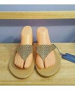 Simply Vera Wang Gold Metallic Mesh Thong Flip Flops Sandals Flats NWT L... - $29.69