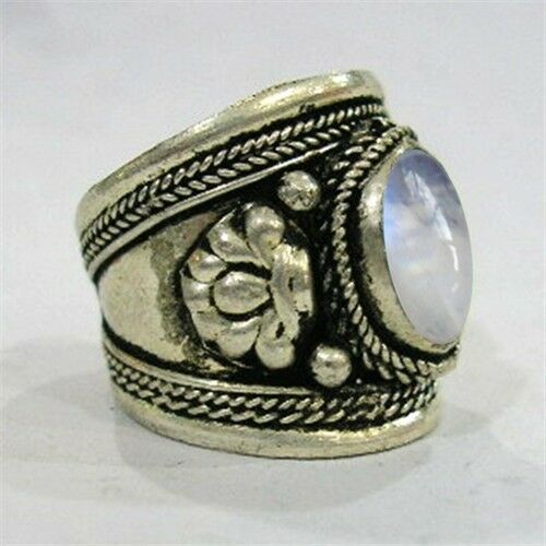 Wholesale 2pcs Large Vintage Adjustable Tibetan OM Lotus Filigree Amulet Ring 