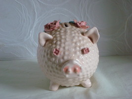 Pink Lefton Hobnail Piggy Bank - $20.00