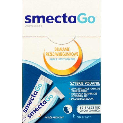 SmectaGo 12 sachets Natural Treatment for Acute Chronic Diarrhea