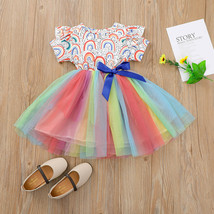 Neu Rainbow Mädchen Kurzärmlig Tutu Kleid 18 M 2T 3T 4T 5T - $10.97