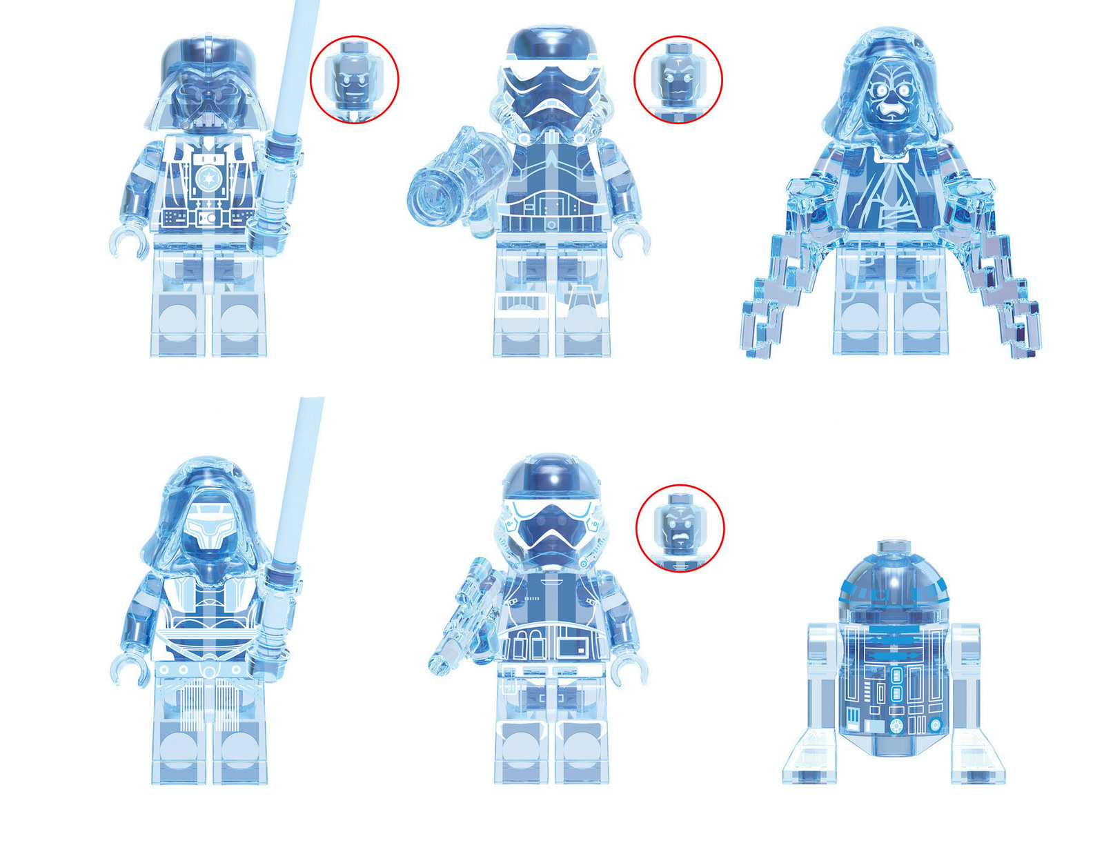 Star Wars Characters Palpatine,Darth Vader,Darth Revan,R2D2 DIY Minifigures