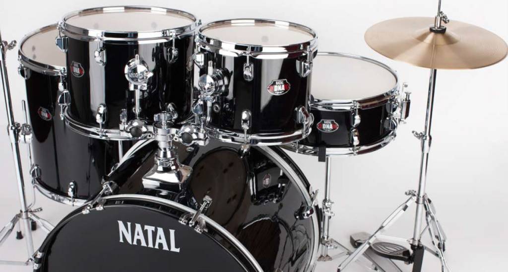 Natal Drums DNA 5 Piece Drum Kit Black KDNUF22BK w/ Free Drum