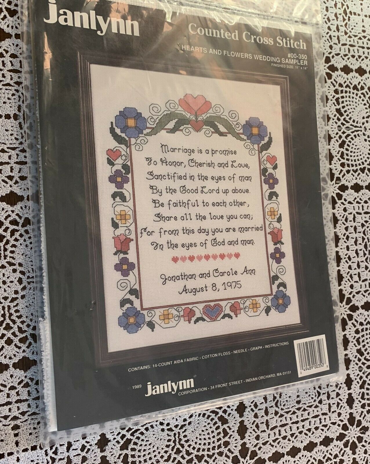 Brand New Janlynn Counted Cross Stitch Kit 100-350 Wedding Sampler 11 x ...