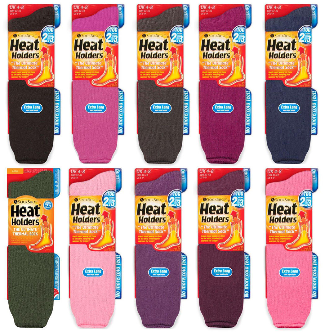 Heat Holders - Ladies Womens Extra Long Winter Warm Thick Colorful Thermal Socks