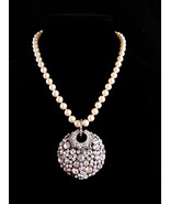 Large Rhinestone Wedding statement necklace - hand knotted Pearl choker ... - $145.00