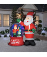 Gemmy 8 ft Inflatable Santa &amp; Snow Globe With Toy Soldier Scene Animated - $227.97