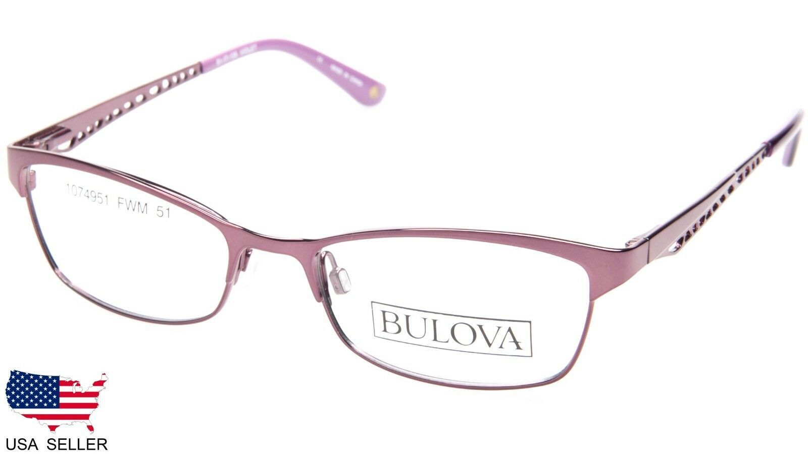 NEW BULOVA PETRA VIOLET EYEGLASSES GLASSES WOMEN's METAL FRAME 5117