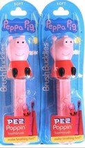 2 Ct Brush Buddies Peppa Pig PEZ Poppin Soft Toothbrushes Makes Brushing Fun