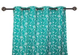 55 x 84 in. Grommet Curtain Paisley Teal with White - $18.55