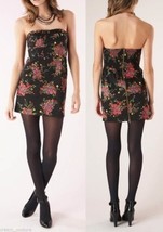 NEW Free People Strapless Mini Dress Black Floral Sateen Size 12 MSRP $108 - $39.99