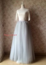 Women Extra Maxi Tulle Skirt Gray High Waist Long Tulle Skirt Party Custom Plus  image 7