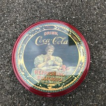Vintage Drink Coca Cola Girl Round Tin Refreshing ! Delicious! 5" Diameter - $13.55