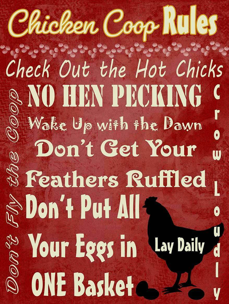 Chicken COOP Rules Metal Sign - Reproduction