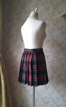 RED PLAID SKIRT Women Girl Pleated Plaid Skirt School Style Plaid Skirts NWT image 3