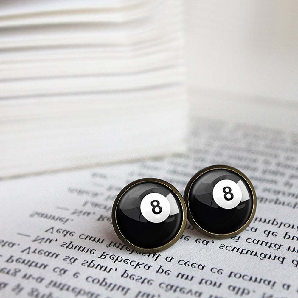 8 Ball Earrings, Billiard Earrings, Pool Ball Earrings, Eight Ball