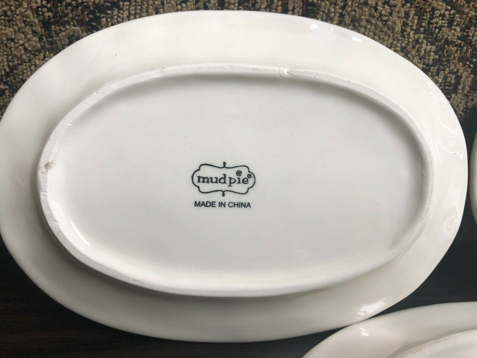 Mud Pie 6.5" Oval White Bistro Appetizer Plates Savor Bite Share
