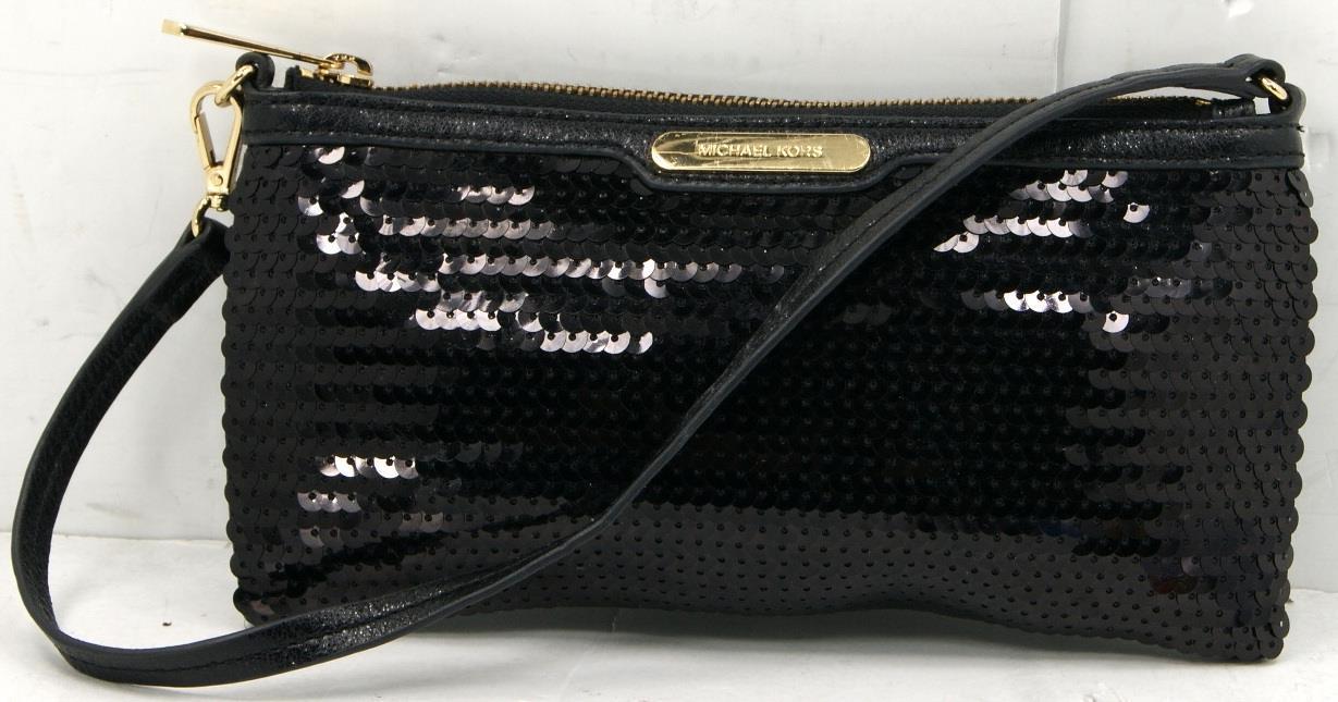 Micheal Kors Black Sequin/Leather Clutch Evening bag - Women&#39;s Handbags & Bags