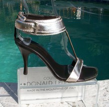 Donald Pliner Couture Metallic Leather Shoe New Wide Ankle Strap Size 5.5 $355 - $142.00