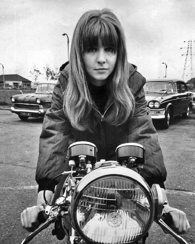 Jane Asher vintage pose on Motorbike 1960's 8x10 Photo