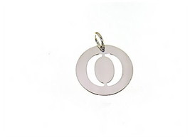 18K White Gold Round Medal With Initial O Letter O Made In Italy Diameter 0.5 In - $177.75