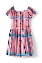 Lands' End Girl's Smocked Woven Dress Salt Washed Pink Plaid 10+ # 522356 - $0.98
