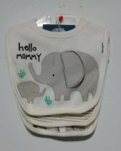 Gerber Organic Baby Boy Or Girl 3-Pack Safari Elephant Cotton Dribbler Bibs - $12.07