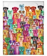 Colorful Bulldog Fleece Blanket Bulldog Print Baby Throw Kids Dog Sherpa... - $55.39+