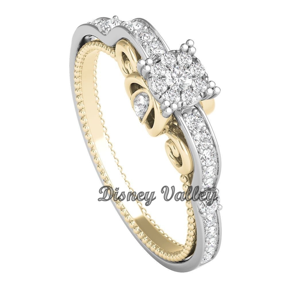 ENCHANTED DISNEY 1/4 CT. TW. DIAMOND CINDERELLA PROMISE RING engagement ring Genuine Gemstone