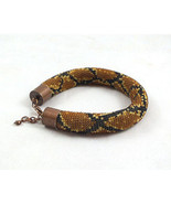 Bead crochet rope bracelet with snake skin print, beaded seed beads brac... - $30.00