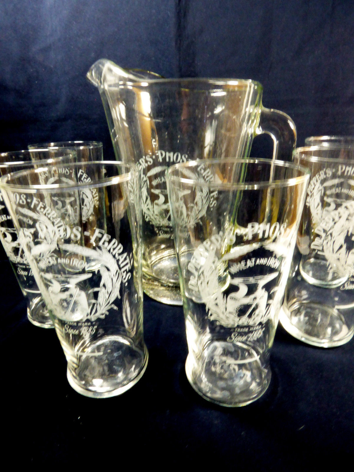 VTG Lot of 7 Dr. Pepper's Soda PhosFerrates 100th Anniversary Glasses