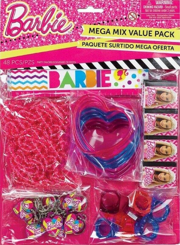 Primary image for Barbie Mega Mix Value Pack Party Favors 48 Piece Bracelets Rings Keychains Gift