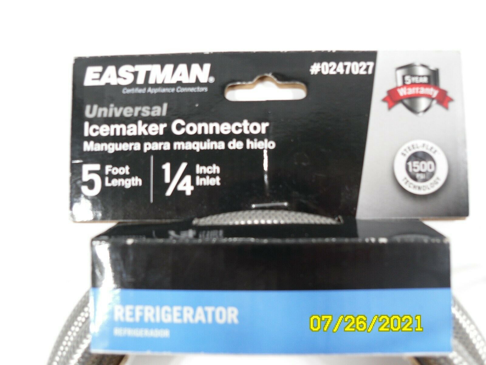 Eastman Universal Ice Maker Connector 5 Inch 1/4 Inch Inlet