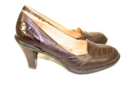 SOFFT Brown Leather & Croc Pattern 3.5" Heel Rounded Toe Pumps  9M NEW - $58.55