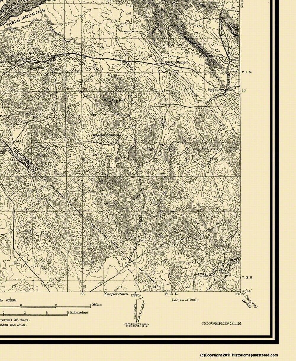 Topo Map Copperopolis California Quad USGS 1916 23 x 28 Home Décor