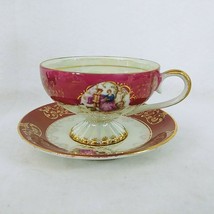Teacup Saucer Royal Crown Lusterware 2852 Courting Couple Vintage Collectible - $37.18