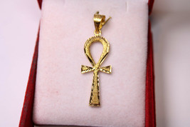 Egyptian Handmade Ankh Cross Key of Life 18K Yellow Gold Pendant 3 Gr - $311.66