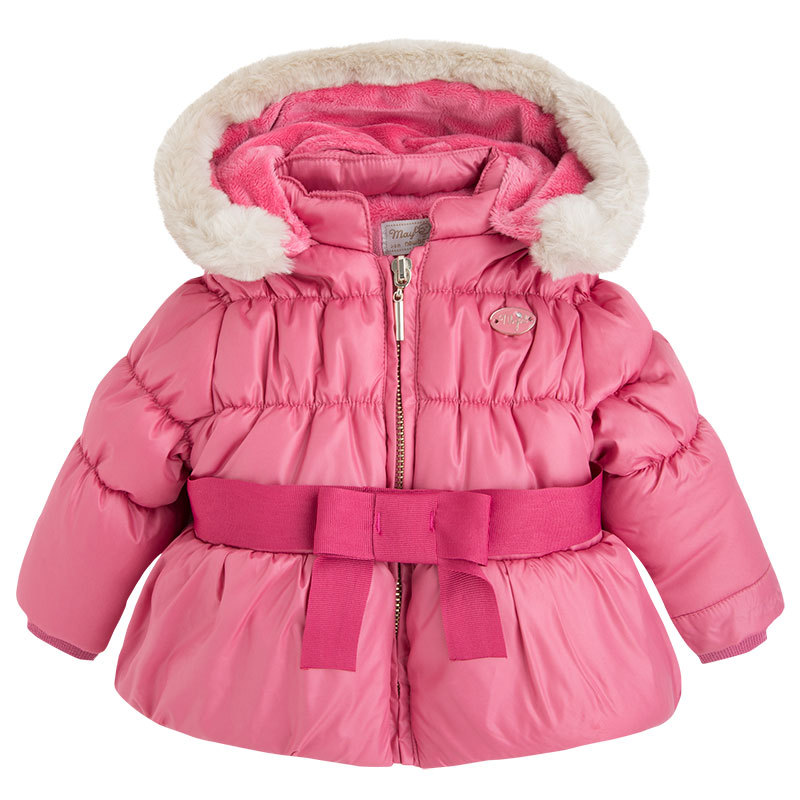 Mayoral Baby Girls Bow Front Puffer Jacket With Removable Hood- Baby ...