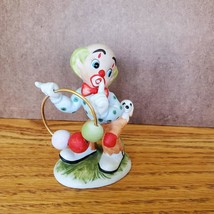 Lefton Clown Figurine, Clown with Dog and Hoop, Vintage Taiwan Porcelain image 2