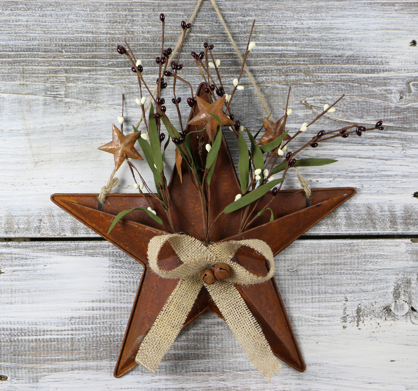 Olivia's Heartland primitive Rusty Tin Stars with Burgundy Cream Pip ...