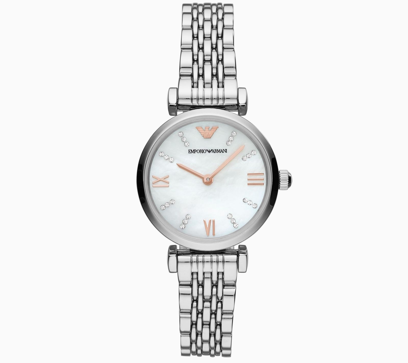 New Emporio Armani AR11204 Crystal White Mother of Pearl Dial Women's Watch