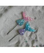 1 Set Miniature Garden Fairy Pink And Purple Mermaid Tail With Glitter - DL - $24.00