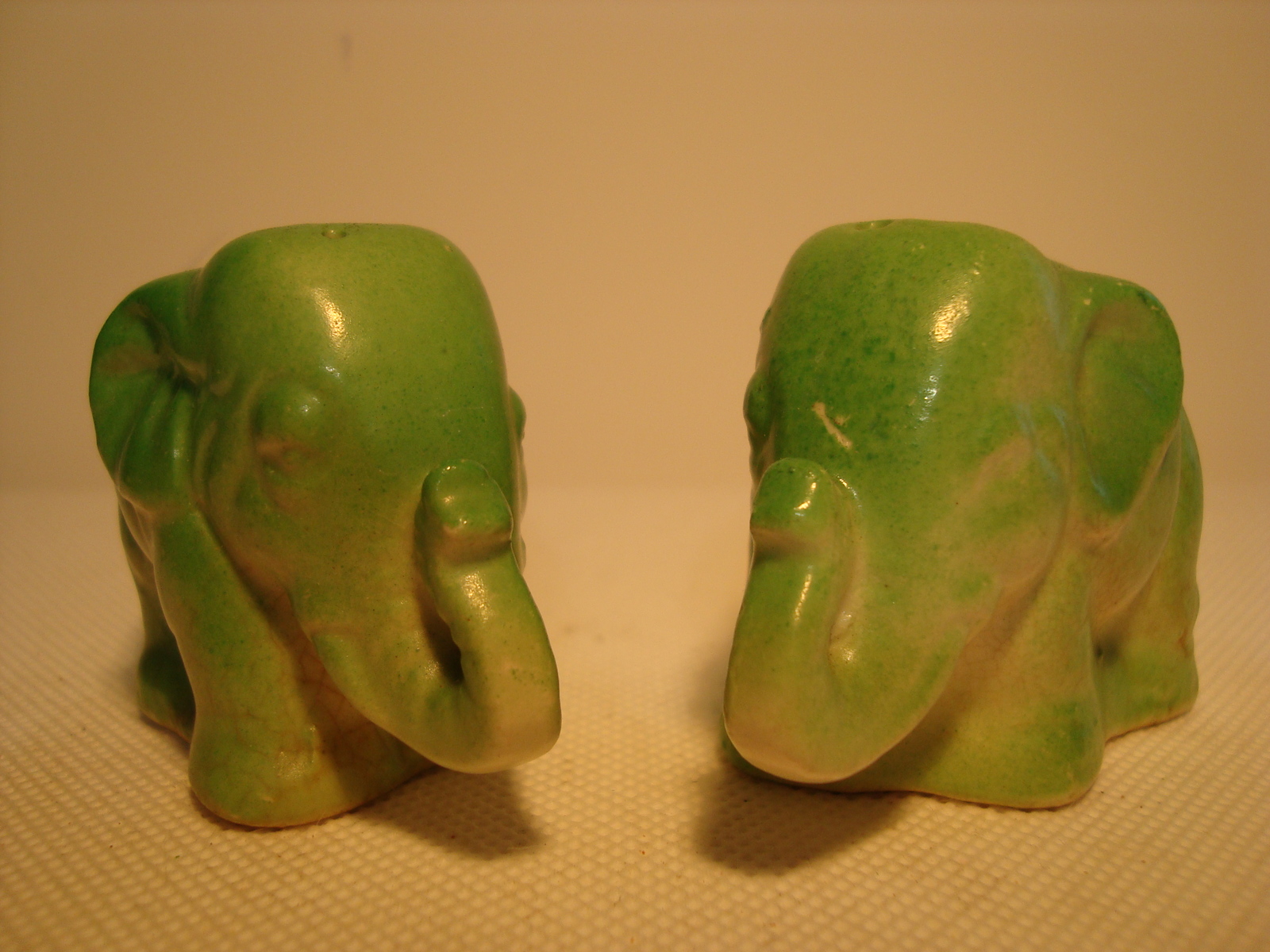 Primary image for Vintage, Japan green porcelain elephant shape salt & pepper shaker set.