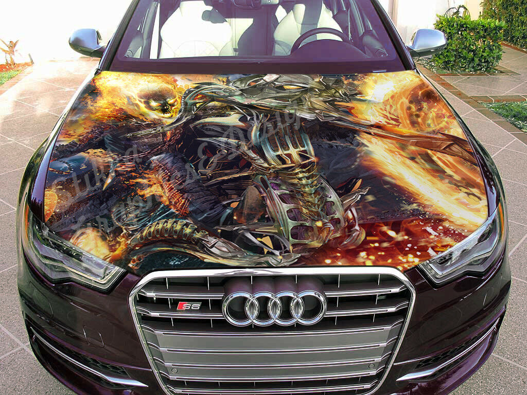 Vinyl Car Hood Wrap Full Color Graphics Decal Ghost Rider Sticker ...