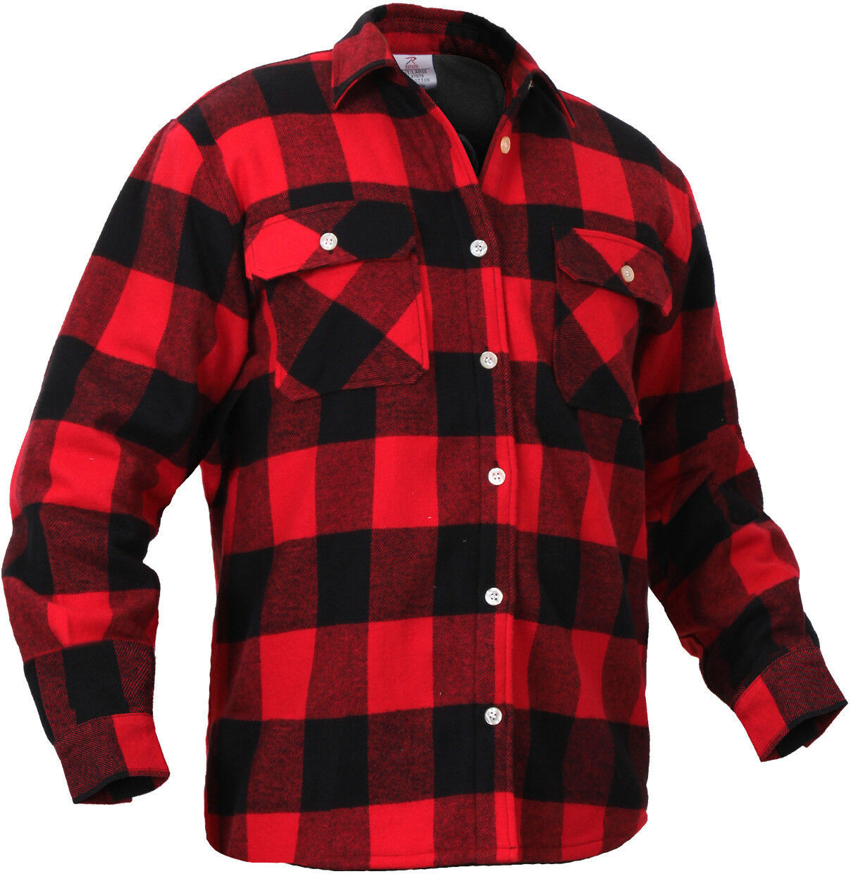 Red Plaid Flannel Shirt FLEECE Lined Extra Heavy Brawny Buffalo Check 