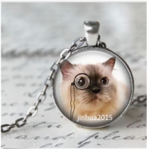 Monocle Cat Cabochon Necklace **** # 10414 Combined Shipping Always - $4.75