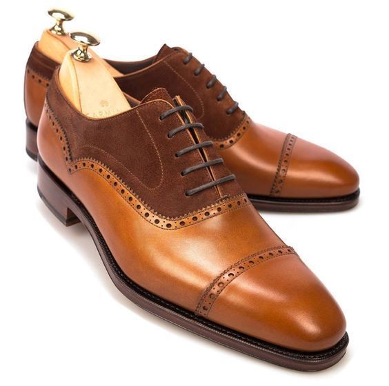 Handmade leather lace up shoes for men custom two tone dress shoes for ...