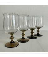 Vintage Libbey Glassware MCM Wine Glasses Brown Stemware Entertaining Ar... - $38.61