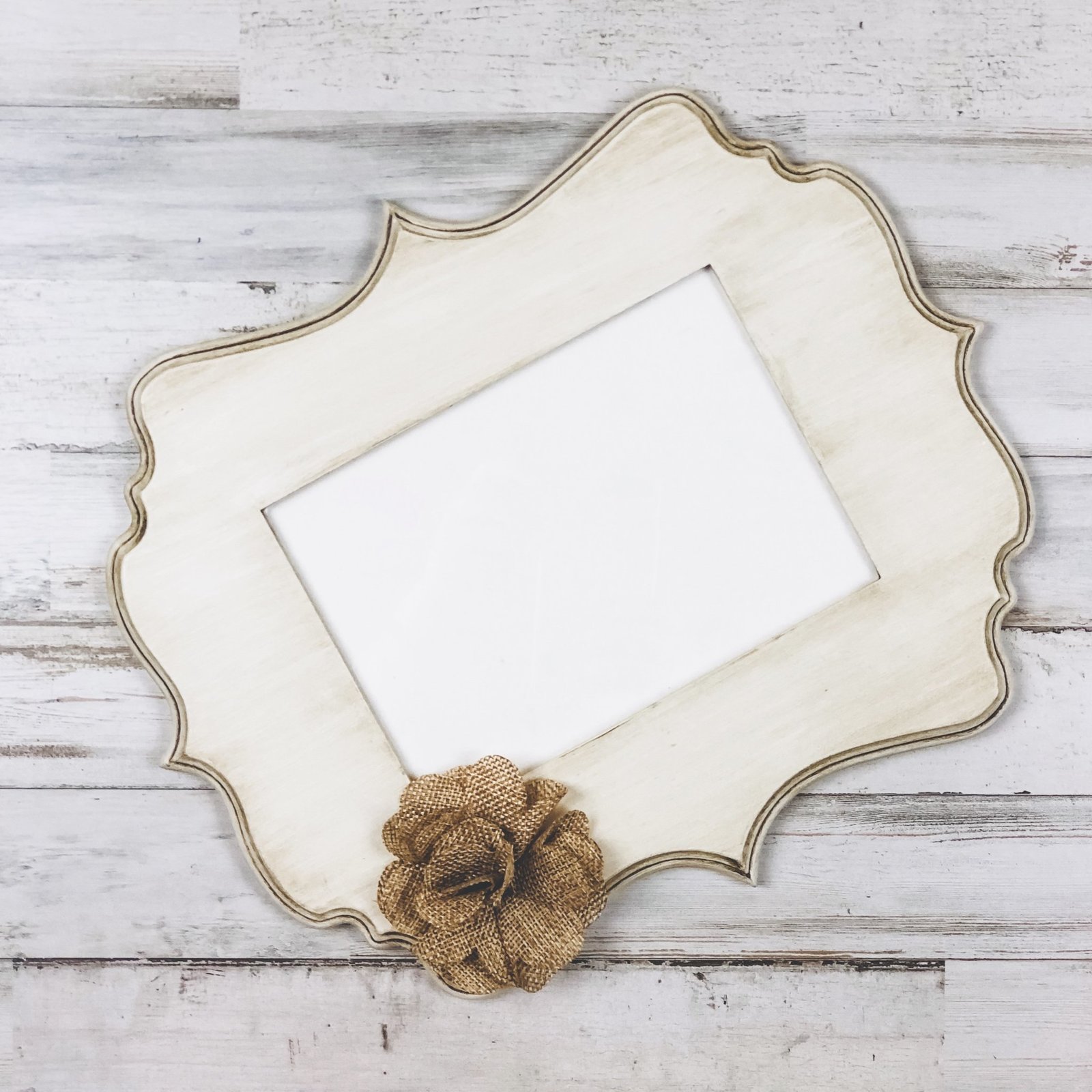 Antique white 5x7 embellished scallop wall gallery picture frame decor